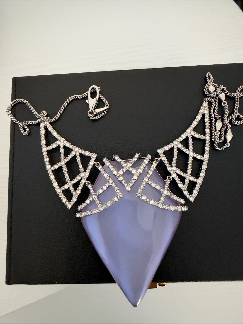 Alexis Bittar Silver-Tone Crystal Necklace with Lavender Pendant